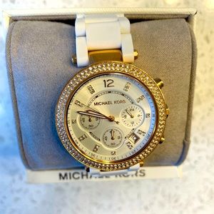Michael Kors White and Rose Gold Watch